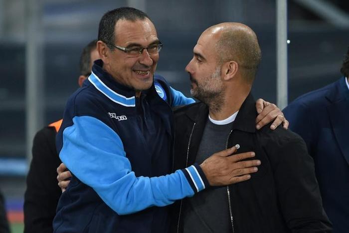 Friendly rivals: Maurizio Sarri is experiencing the same struggles Pep Guardiola did in his first season at Manchester City