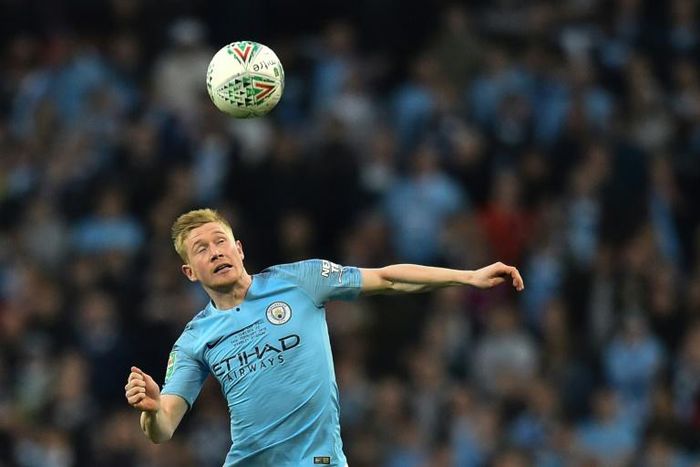 Manchester City midfielder Kevin De Bruyne in action in the League Cup final against Chelsea