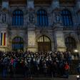 Magistrates protest in front of the Court of Appeal in Bucharest, against recent amendments to limiting judicial independence and weakening the fight against corruption.