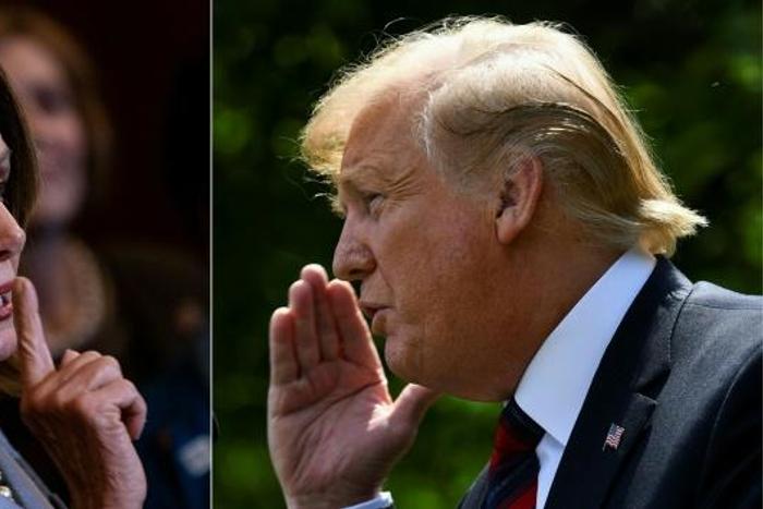US President Donald Trump (R) tweeted a video of House Speaker Nancy Pelosi (L) that had been edited to make it appear she was stammering, slurring her words and maybe even intoxicated during a press conference
