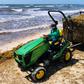 Workers remove smelly Sargassum seaweed from the beach near Tulum in Quintana Roo State, Mexico