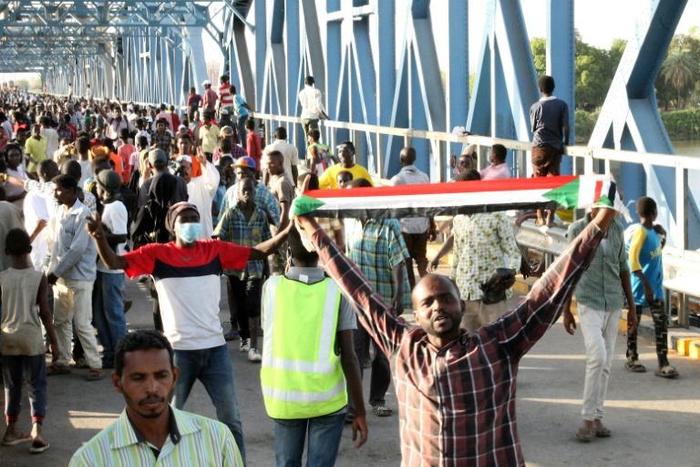 Sudanese protesters gather during a demonstration in the capital Khartoum on May 13, 2019