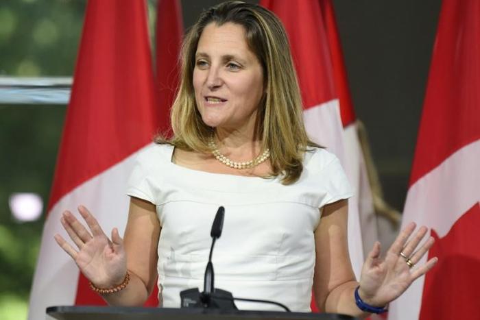 Canadian Foreign Minister Chrystia Freeland (pictured August 2018) said that "now more than ever we feel is the time to have the (steel and aluminum) tariffs lifted"
