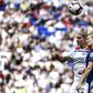 Chelsea's Swedish defender Magdalena Eriksson goes up for a high ball with Lyon star Ada Hegerberg during last week's Champions League semi-final first leg