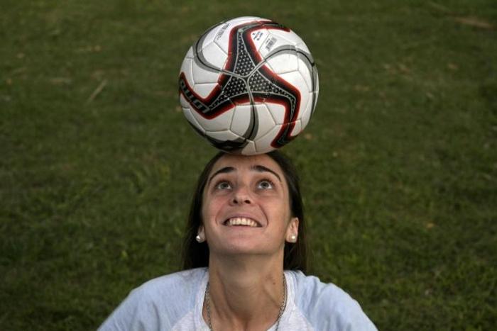 Marena Sanchez of San Lorenzo, who are the exception in Argentina as the only club to pay a wage to all their female players