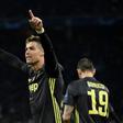 Cristiano Ronaldo celebrates after giving Juventus the lead against Ajax in their Champions League quarter-final first leg