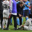 PSG coach Thomas Tuchel (C) blasted forward Neymar (2R) for hitting a fan after losing Saturday's French Cup final