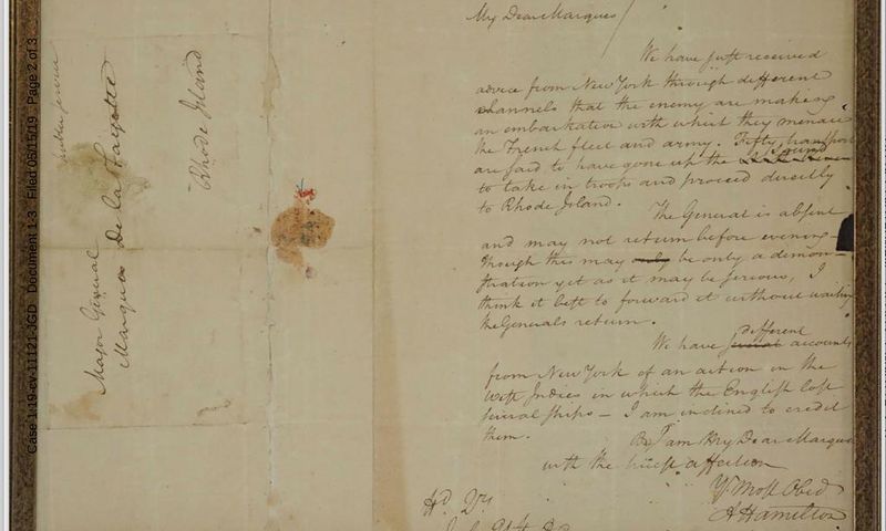 Stolen 1780 Letter by Hamilton Resurfaces at Auction