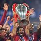 Mohamed Salah lifts the Champions League trophy after Liverpool were crowned kings of Europe for a sixth time