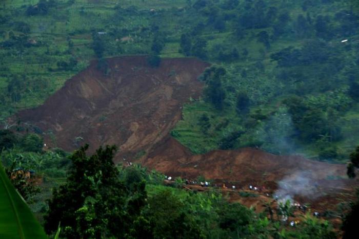 Dangerous soil: File picture from 2012 of a landslide in Bududa in which at least 18 people died