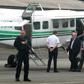 Former Brazilian president Luiz Inacio Lula da Silva prepares to board an airplane in Curitiba after being allowed to leave prison briefly to attend the funeral of a grandson in Sao Paulo