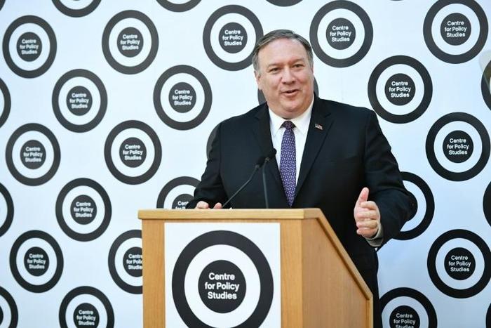 US Secretary of State Mike Pompeo speaks at Lancaster House in London