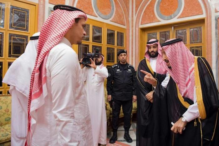 Saudi King Salman and his son Crown Prince Mohammed bin Salman met with family members of Jamal Khashoggi in Riyadh, shortly after the journalist's murder