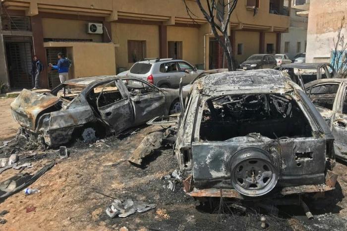 An overnight rocket attack on Tripoli left six dead in what the United Nations said was the heaviest night of fighting since the offensive began nearly two weeks ago