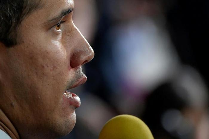 Venezuelan opposition leader Juan Guaido addresses a press conference in Caracas, on May 3, 2019