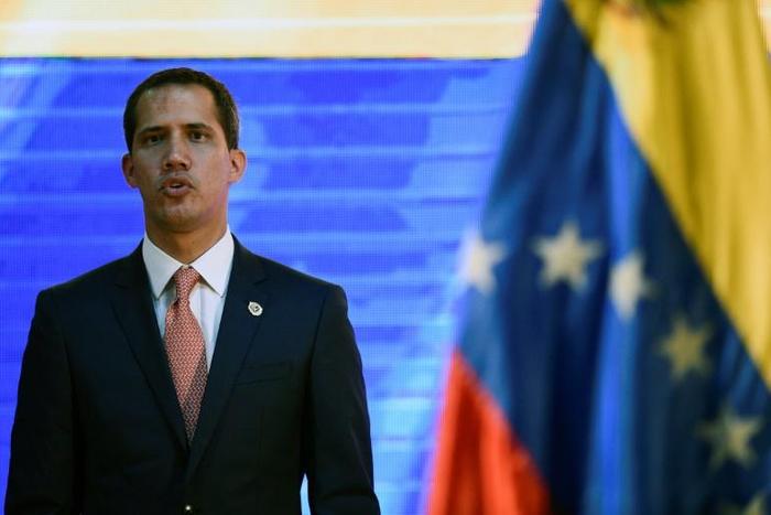 The United States has joined dozens of other countries in recognizing Venezuelan opposition leader Juan Guaido (pictured April 11, 2019) as interim president