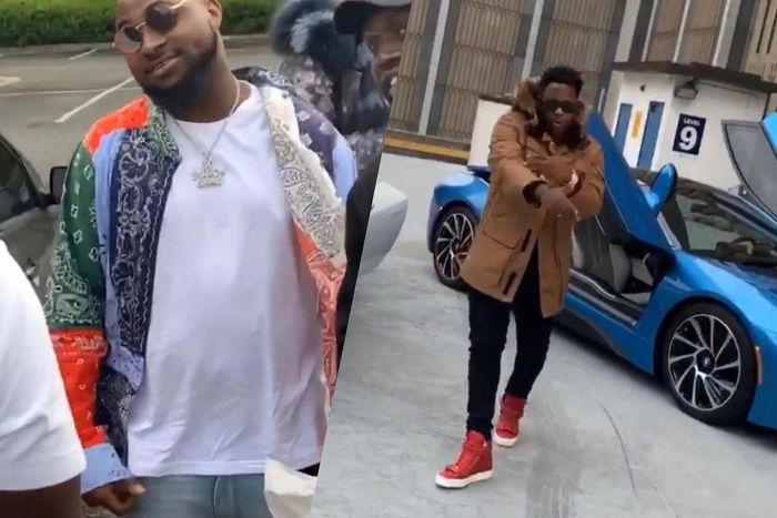 Davido and Medikal on set shooting new music video