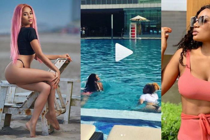 Sister Derby and Sandra Swimming