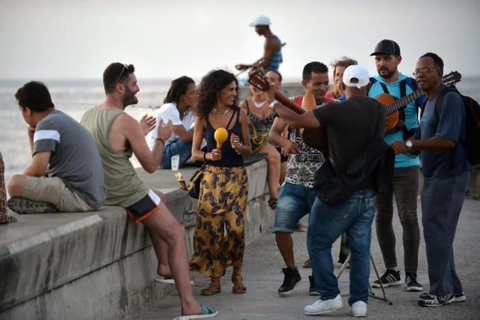 Cuban street musicians perform in Havana's Malecon