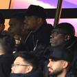 Neymar (left) watched PSG's March 6 defeat to Manchester United from the stands