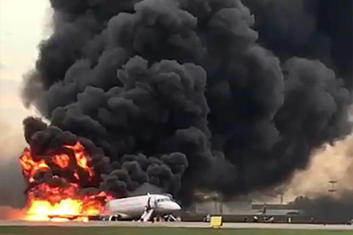 Videos on social media showed the plane crash-landing and then speeding along the runway with flames pouring from its fuselage