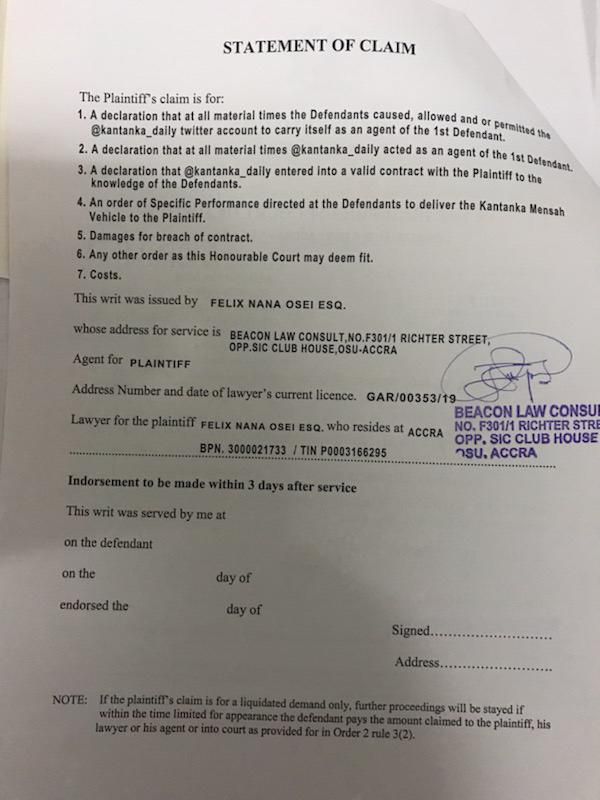 Kantanka sued