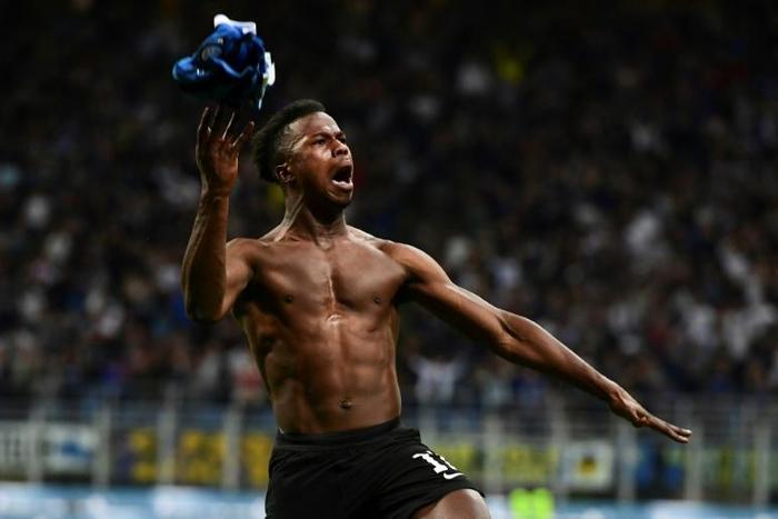 Keita Balde gave Inter a crucial lead against Empoli but earned a yellow card for removing his shirt