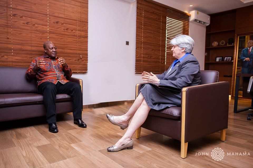 John Mahama and US Ambassador to Ghana, Stephanie S. Sullivan