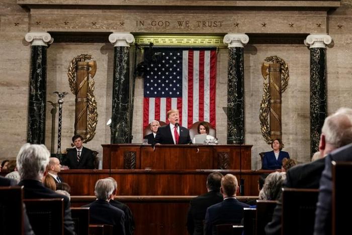 US President Donald Trump delivers the State of the Union address at the US Capitol in Washington, DC, on February 5, 2019
