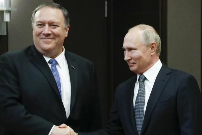 Russian President Vladimir Putin met US Secretary of State Mike Pompeo at the Bocharov Ruchei residence in Sochi