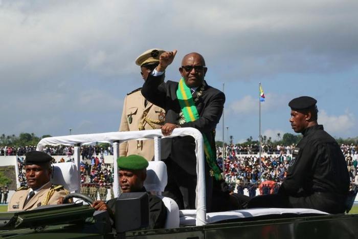 Newly elected Comoran President Azali Assoumani is seen here arriving for his inauguration
