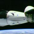 This video grab taken from the NASA/SpaceX webcast transmission on March 3, 2019, shows a SpaceX Falcon 9 rocket docked with the International Space Station (ISS) during the Demo-1 mission