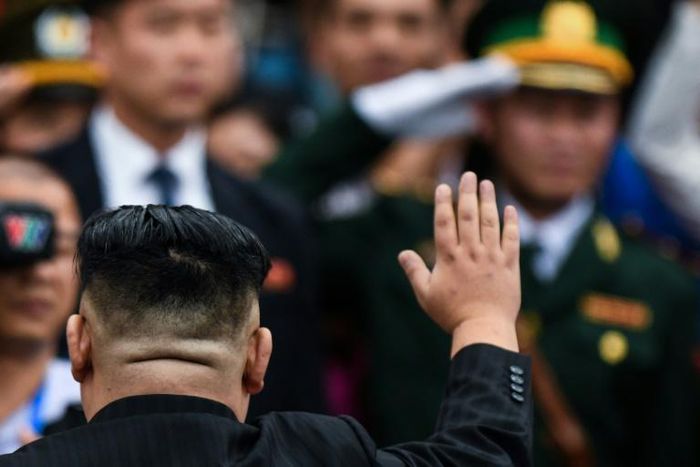 North Korea's leader Kim Jong Un (L) leaving Vietnam after a summit with US President Donald Trump ended in failure