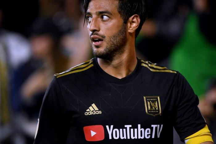Los Angeles FC's Carlos Vela -- seen here on April 13 -- scored his league-leading 12th goal of the MLS season in his team's 3-0 win over Columbus Crew
