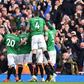 Brighton celebrate their goal against Arsenal