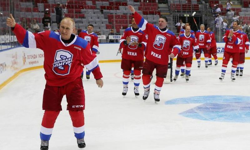 Russian President Vladimir Putin says he could not even stand on ice several years ago and learned to skate by clutching a chair