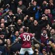 West Ham's Michail Antonio celebrates his winner against Tottenham