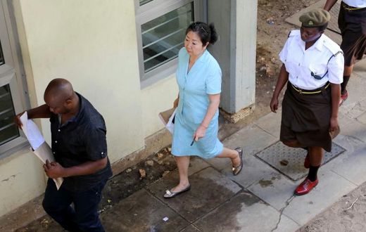 Yang Fenglan (centre), seen here as she entered court at the start of her trial in 2016, has been dubbed the 'Ivory Queen' for her role in trafficking