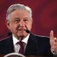 Handout photo released by the Mexican presidency showing Mexico's President Andres Manuel Lopez Obrador during a press conference at the National Palace, in Mexico City on April 8, 2019. AMLO said he was willing to offer an apology to the United States...