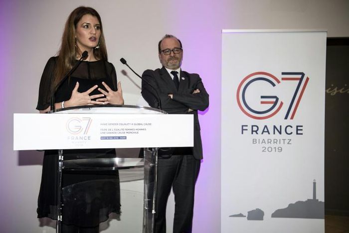 French Junior Minister for Gender Equality Marlene Schiappa (pictured May 9, 2019) said the declaration "marks the clear aim of making gender equality a major global cause"