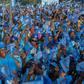 Supporters of Malawi's President at a final election campaign rally in the commercial city of Blantyre