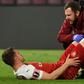 All over? Arsenal's Aaron Ramsey suffers a suspected hamstring injury