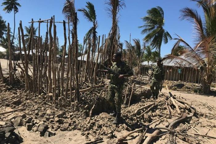 Torched: Aftermath of an attack on the village of Naunde, northern Mozambique, last June