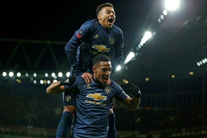 Manchester United's Jesse Lingard (top) and Anthony Martial (centre) will miss Monday's FA Cup tie at Chelsea