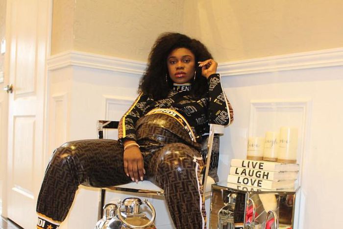 Becca in her baby pump