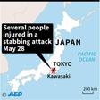 Two people, including a child, were feared dead Tuesday in a mass stabbing attack that also injured 17 people in the Japanese city of Kawasaki