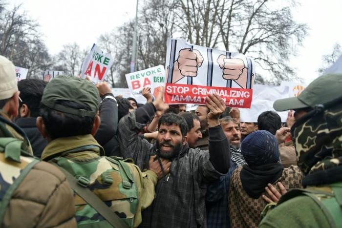 Protests in Kashmir where violence continues to rage, with both India and Pakistan firing mortars and artillery over the Line of Control (LoC) frontier