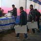 Indian election officials prepare a polling station in Darjeeling ahead of the next round of voting on April 16