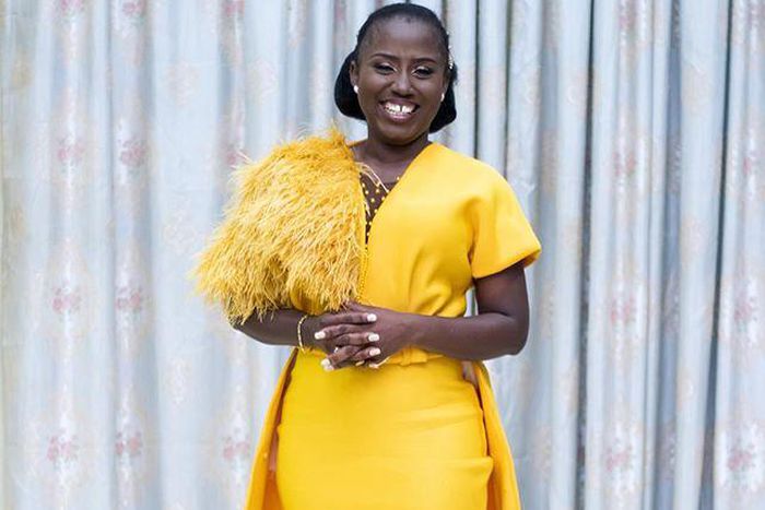 Gospel Singer, Diana Hamilton stuns in a yellow gown.