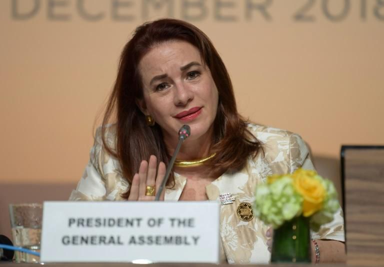 President of the UN General Assembly (PGA), Ms Maria Espinosa (AFP)